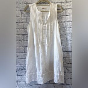 Faherty Isha Pintuck Eyelet Organic Cotton Dress Size M